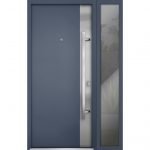 gray entry door with sidelite