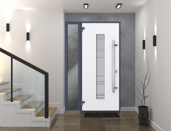white entry door with sidelite