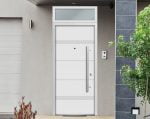 white entry door with transom