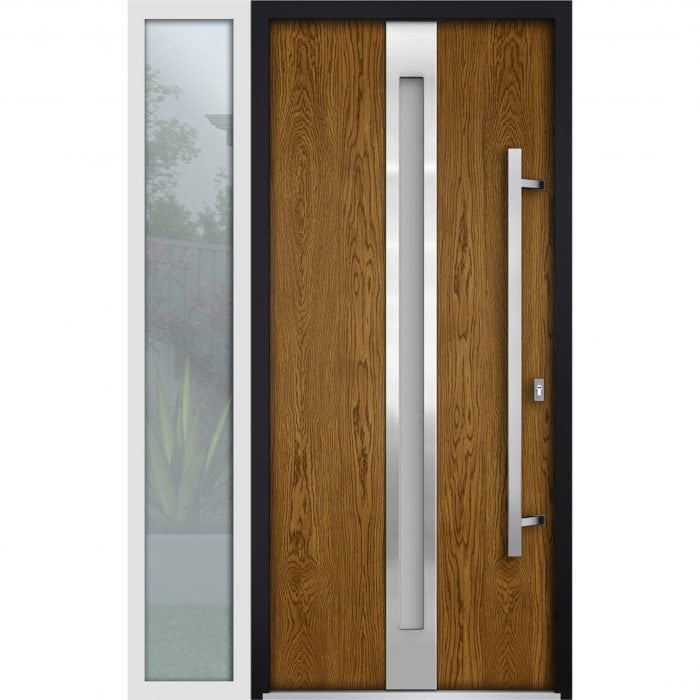 oak entry door with sidelite
