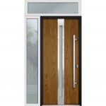 oak entry door with sidelite and transom