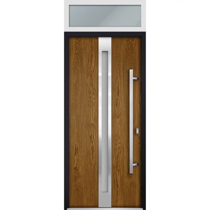 oak entry door with transom