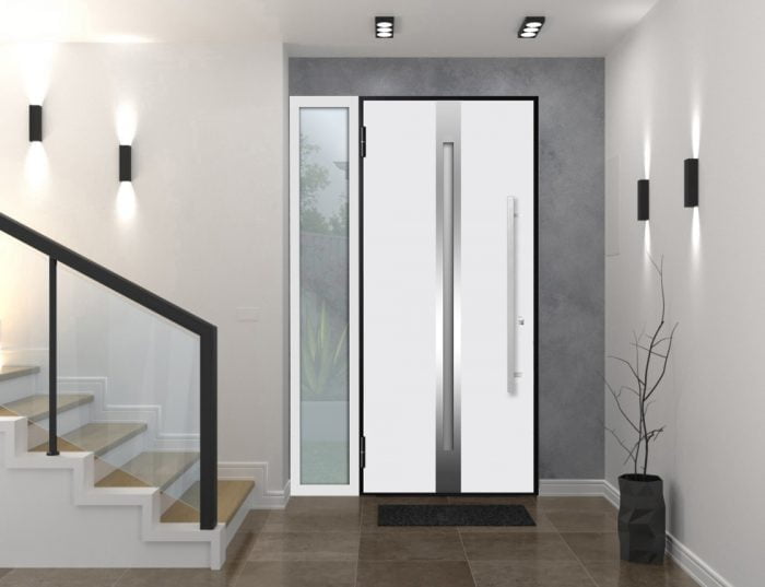 white entry door with sidelite