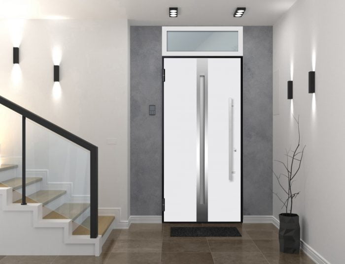 white entry door with transom