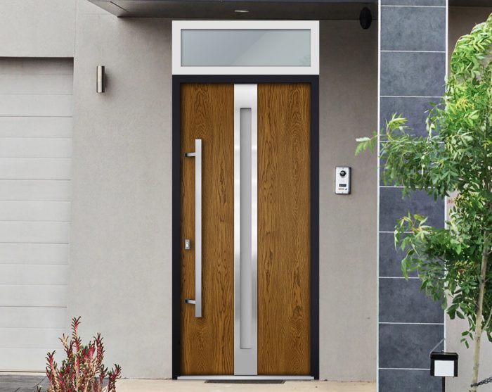 oak entry door with transom