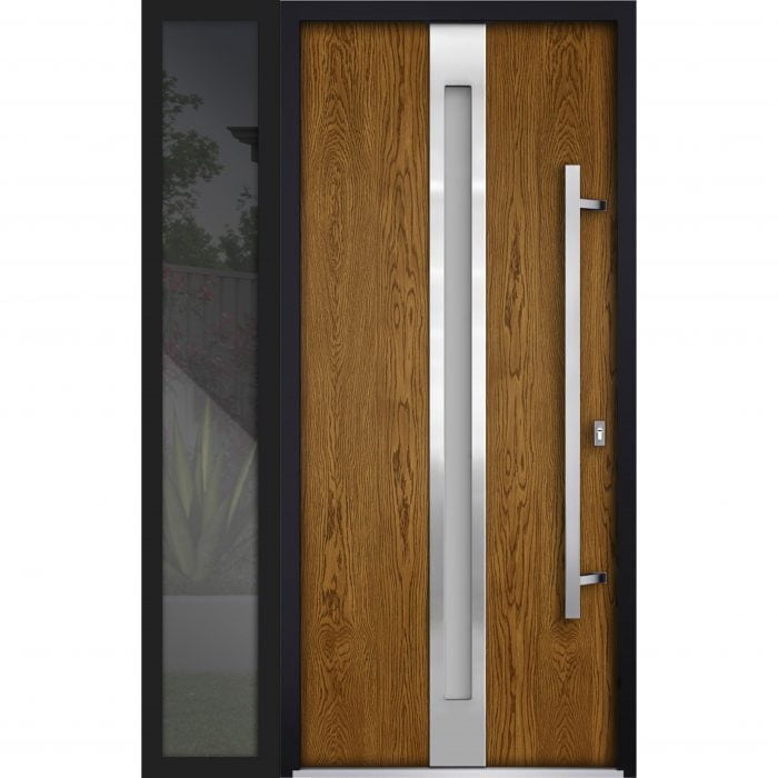 oak entry door with sidelite