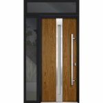 oak entry door with sidelite and transom