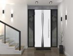 white entry door with 2 sidelites