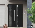 black entry door with sidelite