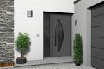 black entry door with sidelite