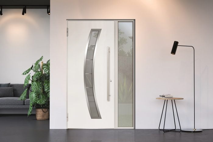 white entry door with sidelite