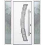 white entry door with 2 sidelites