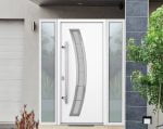 white entry door with 2 sidelites