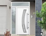 white entry door with sidelite and transom