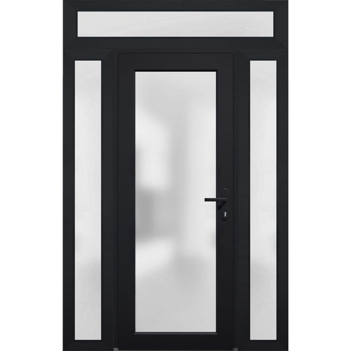 Panora 8102 Matte Black / Door unit with 2 Sidelites & Transom